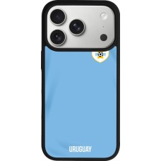 Coque iPhone 17 Pro - Silicone rigide noir Maillot de football Uruguay 2022 personnalisable