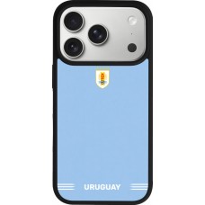 Coque iPhone 17 Pro - Silicone rigide noir Maillot de football Uruguay 2026 personnalisable