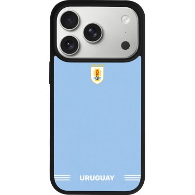 Coque iPhone 17 Pro - Silicone rigide noir Maillot de football Uruguay 2026 personnalisable