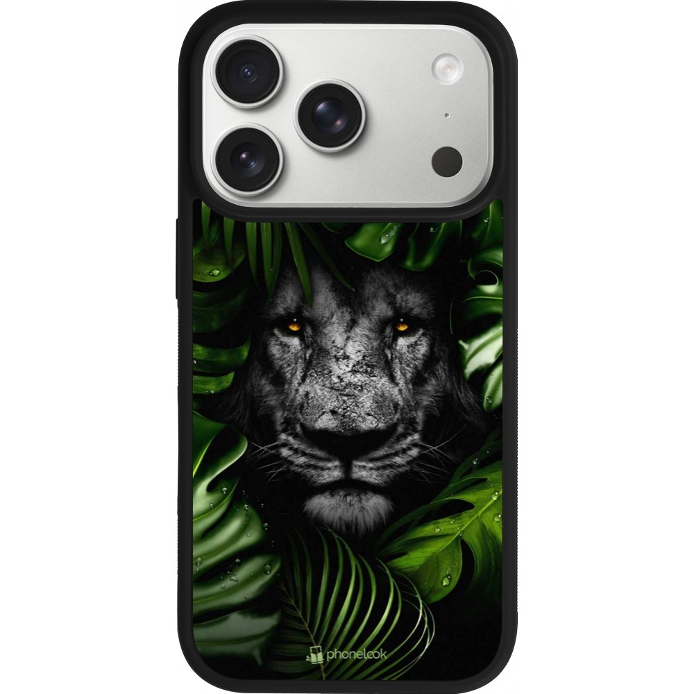 Coque iPhone 17 Pro - Silicone rigide noir Forest Lion