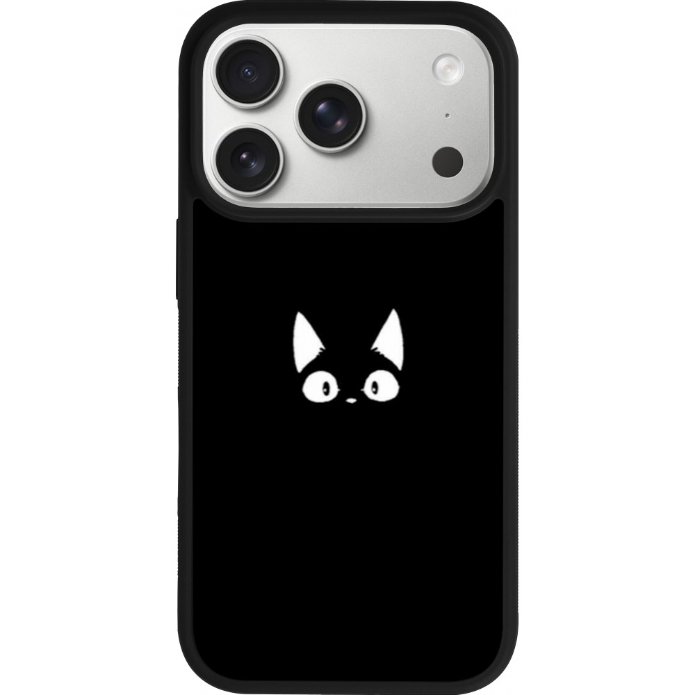 iPhone 17 Pro Case Hülle - Silikon schwarz Funny cat on black