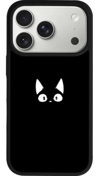 Coque iPhone 17 Pro - Silicone rigide noir Funny cat on black