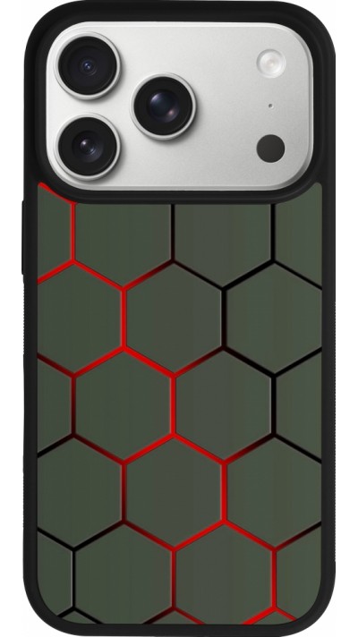Coque iPhone 17 Pro - Silicone rigide noir Geometric Line red