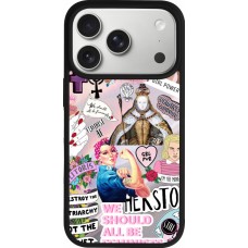 Coque iPhone 17 Pro - Silicone rigide noir Girl Power Collage