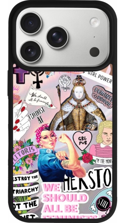 Coque iPhone 17 Pro - Silicone rigide noir Girl Power Collage