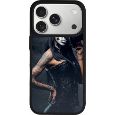 Coque iPhone 17 Pro - Silicone rigide noir Halloween 22 Tattooed Girl