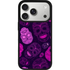 iPhone 17 Pro Case Hülle - Silikon schwarz Halloween 2023 pink skulls