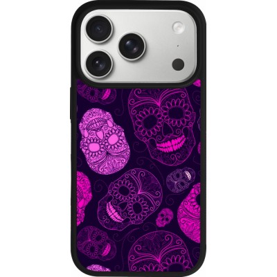 iPhone 17 Pro Case Hülle - Silikon schwarz Halloween 2023 pink skulls
