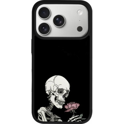 Coque iPhone 17 Pro - Silicone rigide noir Halloween 2023 rose and skeleton
