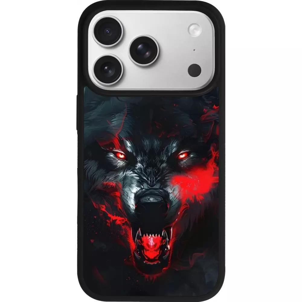 iPhone 17 Pro Case Hülle - Silikon schwarz Halloween 2024 mad werewolf