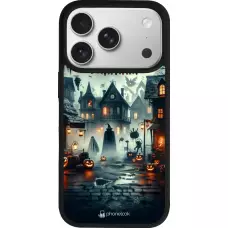 iPhone 17 Pro Case Hülle - Silikon schwarz Halloween Spukstadt