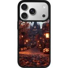 Coque iPhone 17 Pro - Silicone rigide noir Halloween 2025 Haunted house