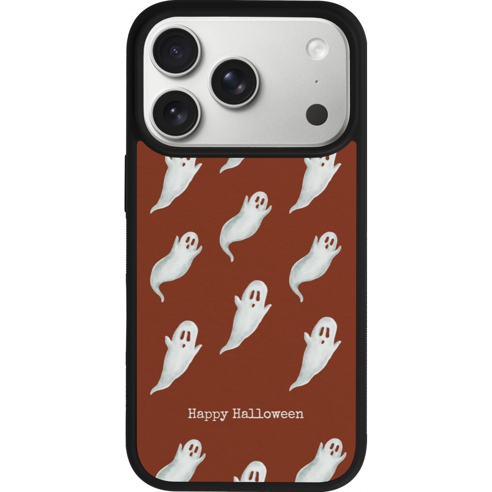 Coque iPhone 17 Pro - Silicone rigide noir Halloween 2025 Pattern of ghosts