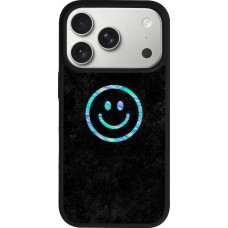Coque iPhone 17 Pro - Silicone rigide noir Happy smiely irisé