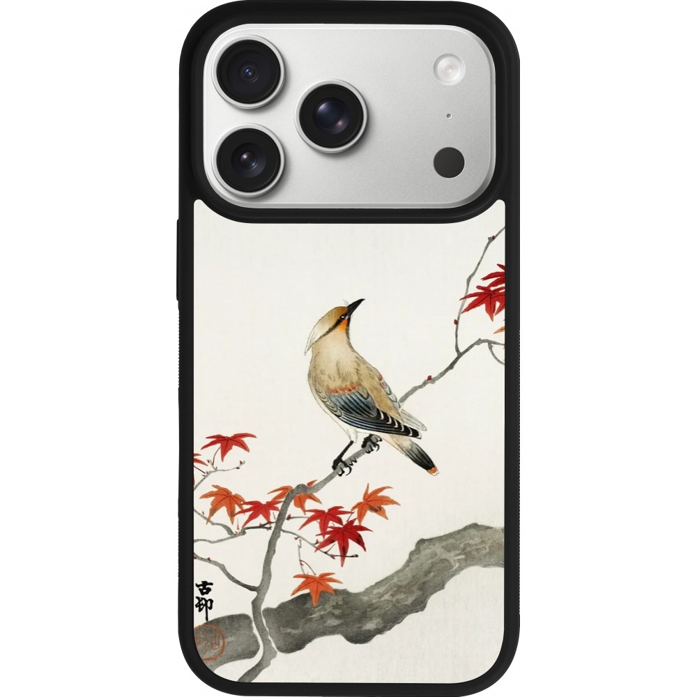 Coque iPhone 17 Pro - Silicone rigide noir Japanese Bird