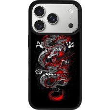 iPhone 17 Pro Case Hülle - Silikon schwarz Japanese style Dragon Tattoo Red Black