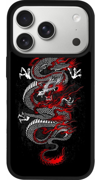 iPhone 17 Pro Case Hülle - Silikon schwarz Japanese style Dragon Tattoo Red Black