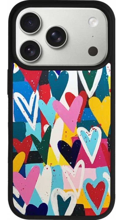 iPhone 17 Pro Case Hülle - Silikon schwarz Joyful Hearts