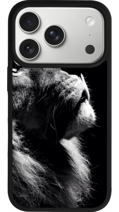 Coque iPhone 17 Pro - Silicone rigide noir Lion looking up