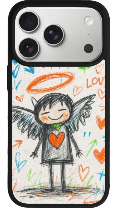 iPhone 17 Pro Case Hülle - Silikon schwarz Little Angel Sketch Love