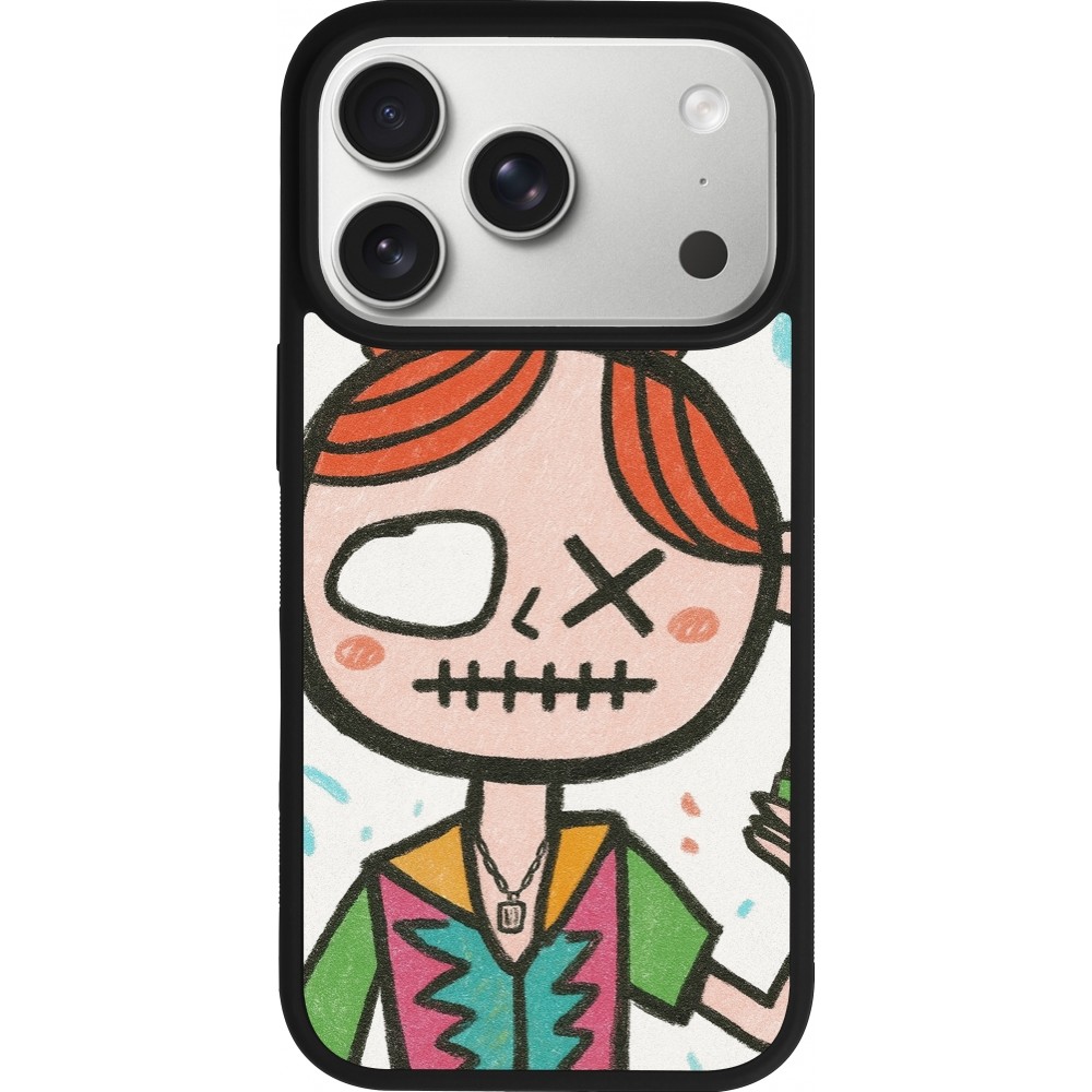 Coque iPhone 17 Pro - Silicone rigide noir Little Girl Sketch