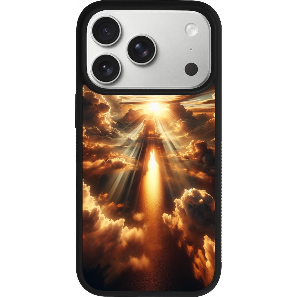 Coque iPhone 17 Pro - Silicone rigide noir Lueur Céleste Zenith