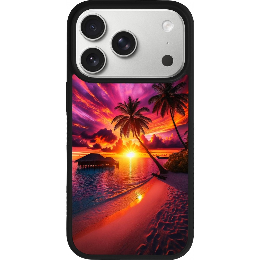 iPhone 17 Pro Case Hülle - Silikon schwarz Malediven Abenddämmerung Glückseligkeit
