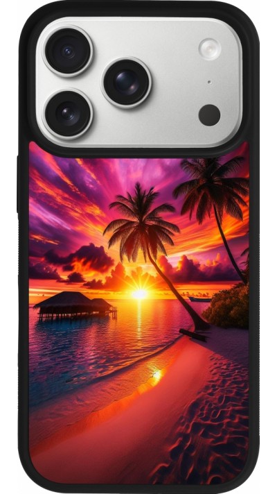 Coque iPhone 17 Pro - Silicone rigide noir Maldives Dusk Bliss