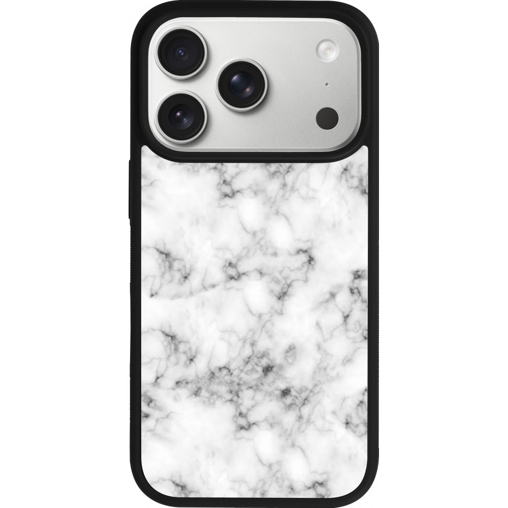 Coque iPhone 17 Pro - Silicone rigide noir Marble 01