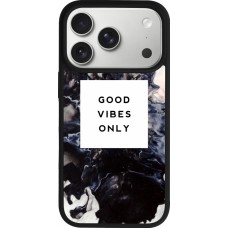 Coque iPhone 17 Pro - Silicone rigide noir Marble Good Vibes Only