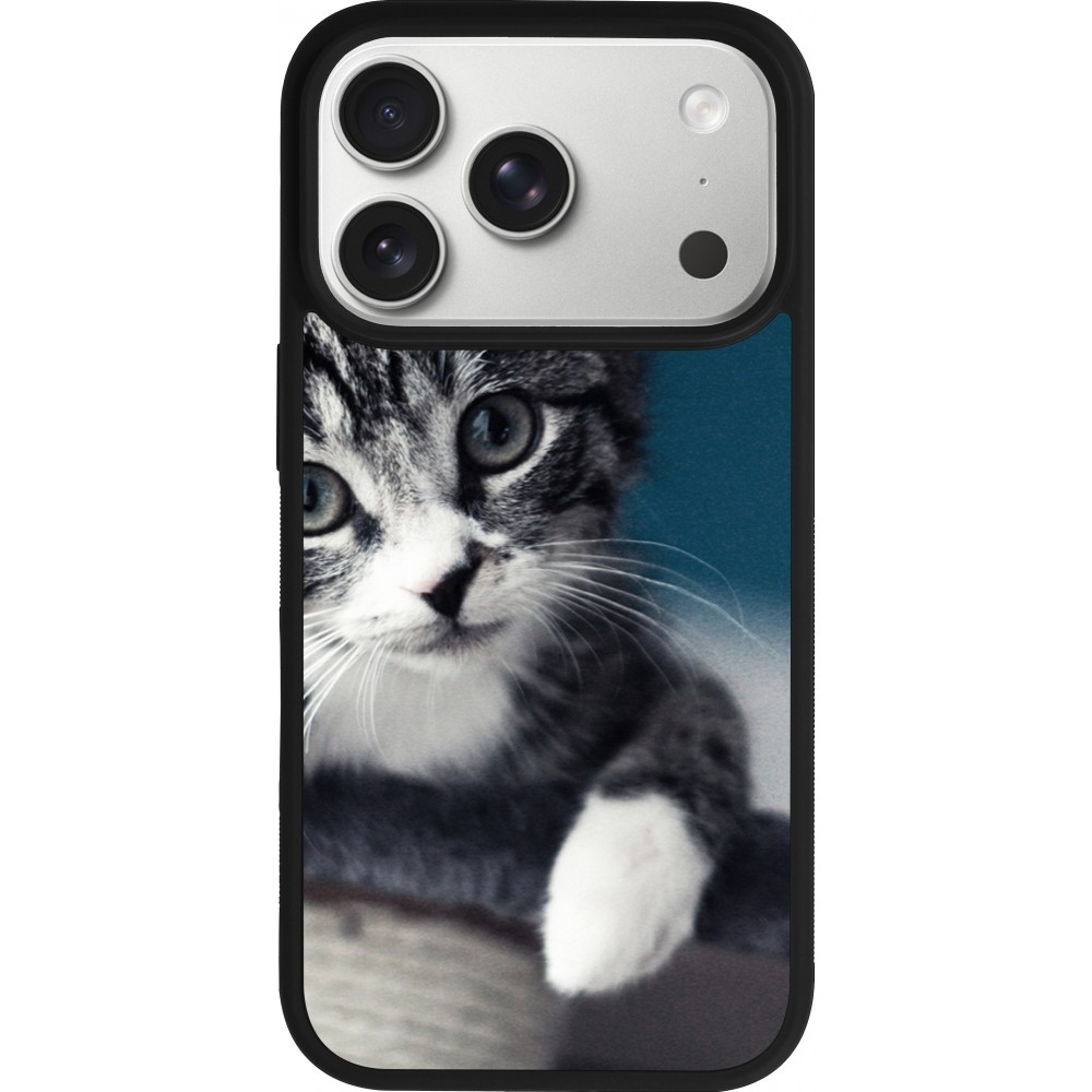 Coque iPhone 17 Pro - Silicone rigide noir Meow 23