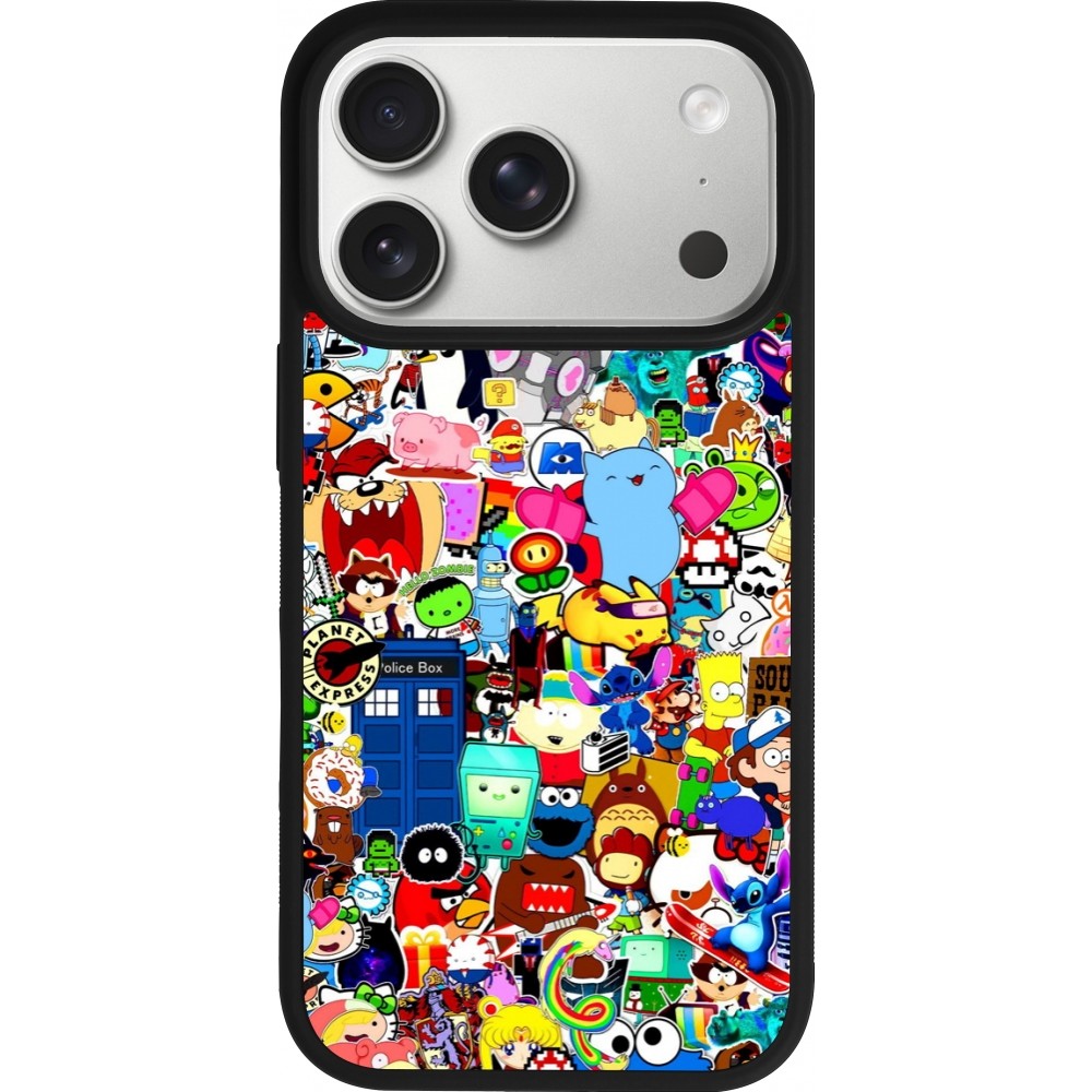 iPhone 17 Pro Case Hülle - Silikon schwarz Mixed cartoons