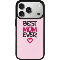 Coque iPhone 17 Pro - Silicone rigide noir Mom 2023 best Mom ever pink