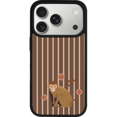 Coque iPhone 17 Pro - Silicone rigide noir Monkey with stripes