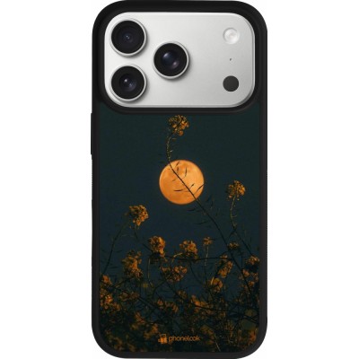 iPhone 17 Pro Case Hülle - Silikon schwarz Moon Flowers
