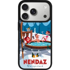 Coque iPhone 17 Pro - Silicone rigide noir Nendaz Mountain Jacuzzi