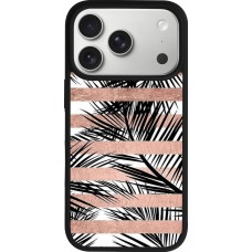 iPhone 17 Pro Case Hülle - Silikon schwarz Palm trees gold stripes