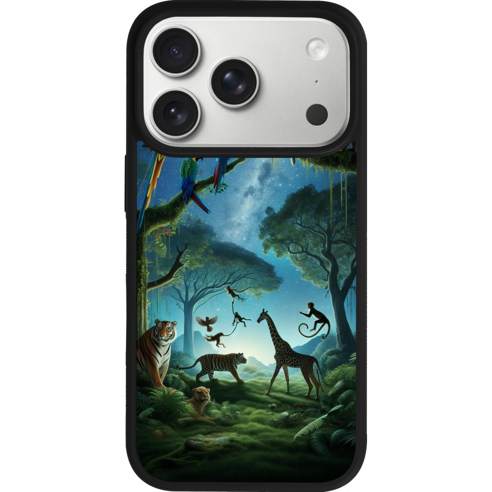 iPhone 17 Pro Case Hülle - Silikon schwarz Paradies der exotischen Tiere