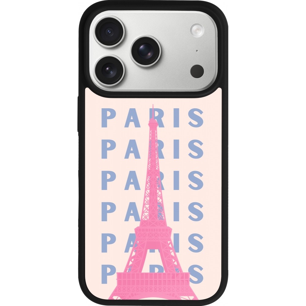 iPhone 17 Pro Case Hülle - Silikon schwarz Paris Pink Print