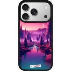 iPhone 17 Pro Case Hülle - Silikon schwarz Lila-rosa Landschaft