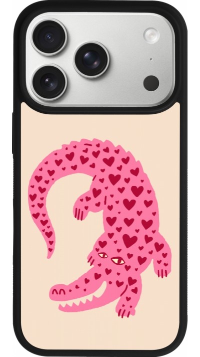 iPhone 17 Pro Case Hülle - Silikon schwarz Pink crocodile 2026