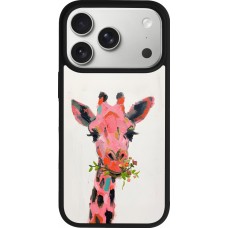 Coque iPhone 17 Pro - Silicone rigide noir Pink Girafe Paint