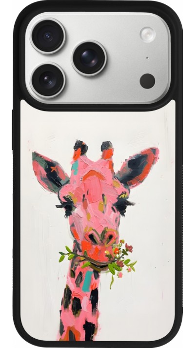 iPhone 17 Pro Case Hülle - Silikon schwarz Pink Girafe Paint