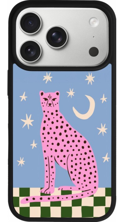 iPhone 17 Pro Case Hülle - Silikon schwarz Pink leopard with stars 2026