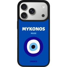 iPhone 17 Pro Case Hülle - Silikon schwarz Pop Summer Destination Mykonos