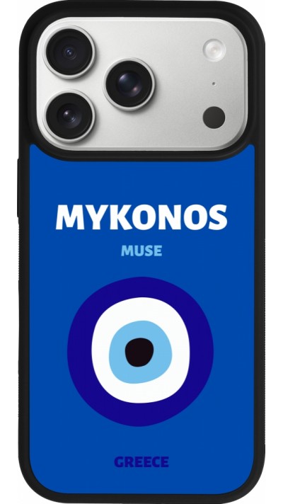 iPhone 17 Pro Case Hülle - Silikon schwarz Pop Summer Destination Mykonos