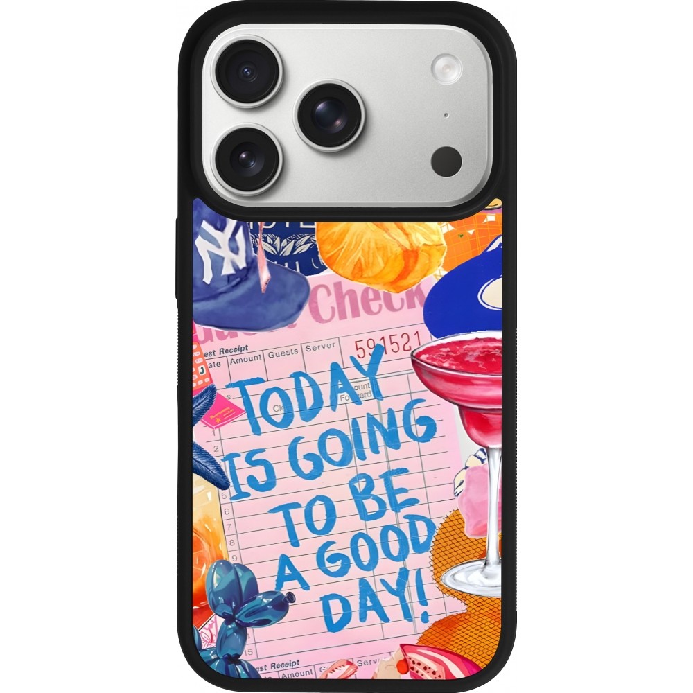 Coque iPhone 17 Pro - Silicone rigide noir Preppy Today is Going to be a good day