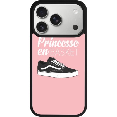 Coque iPhone 17 Pro - Silicone rigide noir princesse en basket