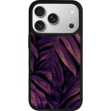 Coque iPhone 17 Pro - Silicone rigide noir Purple Light Leaves