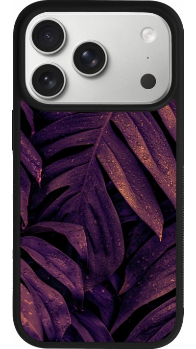 iPhone 17 Pro Case Hülle - Silikon schwarz Purple Light Leaves
